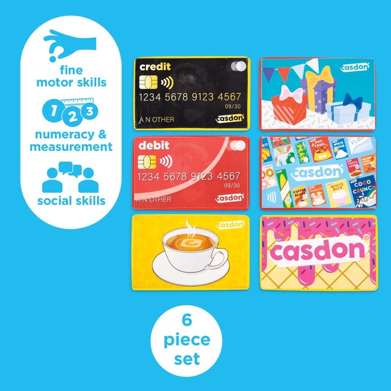 CASDON Pretend Play Cards Set | Realistic Credit & Gift Cards for Imaginative Play | For Children 3+ | Teaches Financial Concepts! - Image 2